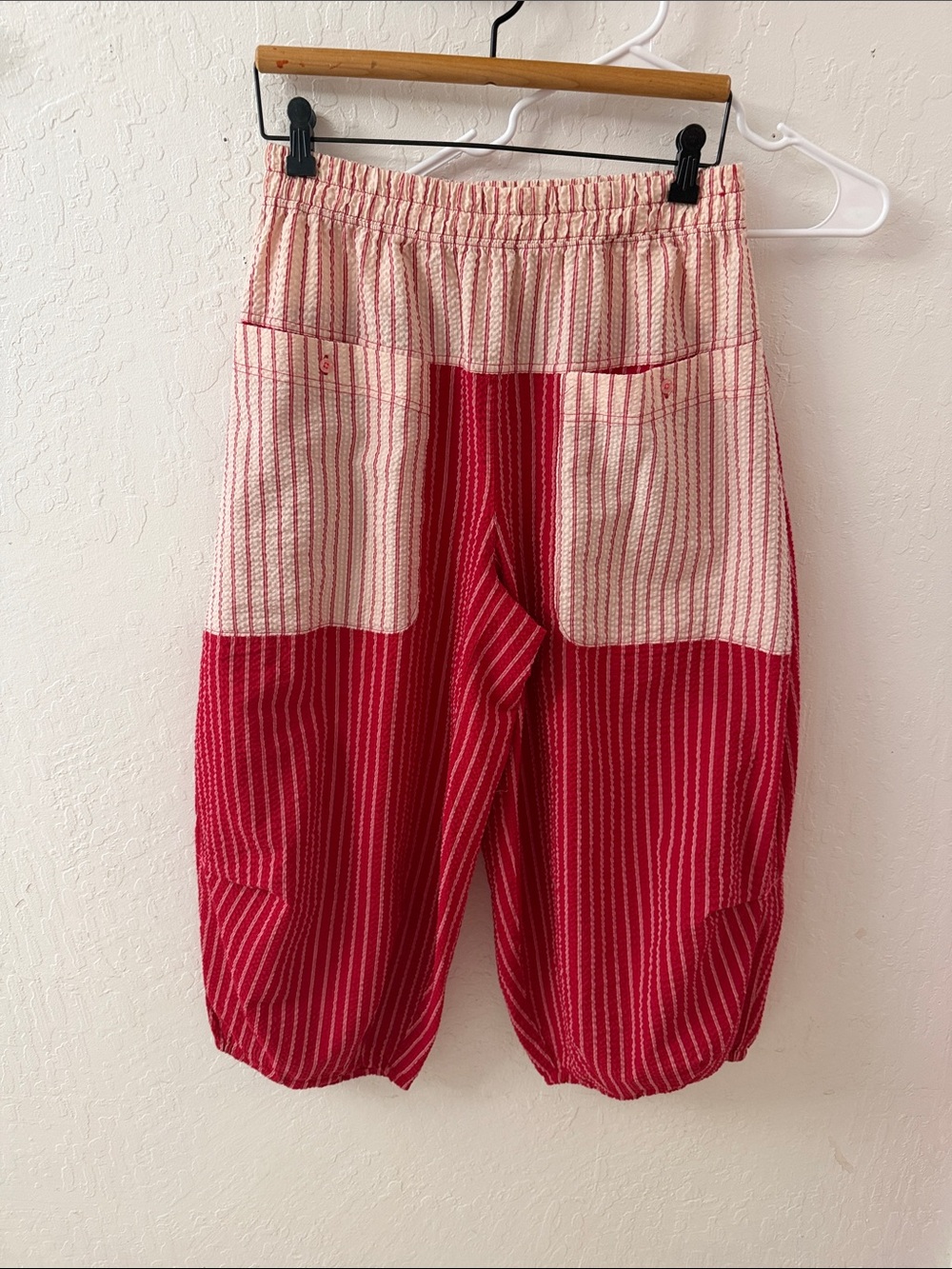 Free People Intimately Stripes Red Pocket Balloon Barrel Parachute Pants small - Picture 2 of 5